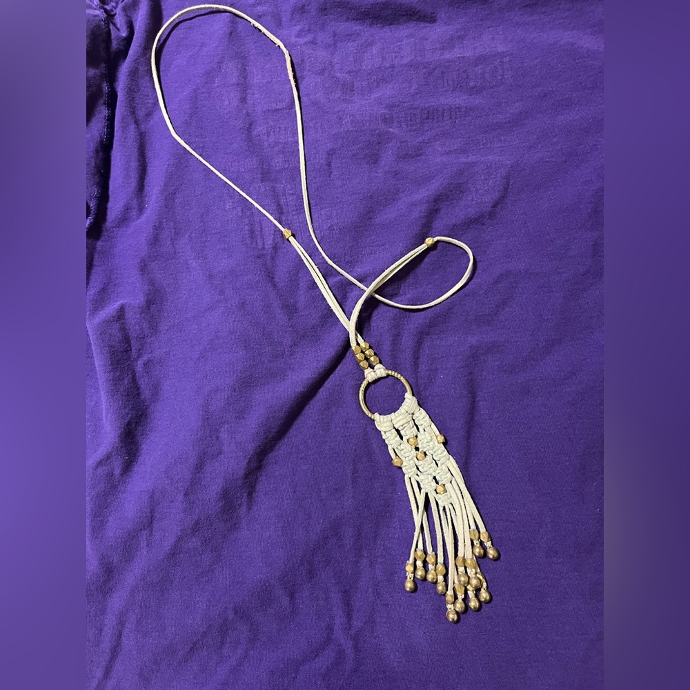 Noonday white sands collection Boho Tassel Macrame Necklace